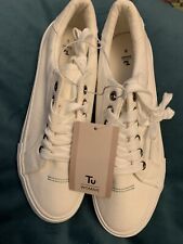 BNWT  White Lace Up Canvas Trainers Size 5 By TU PLEASE READ