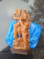 Beautiful Vintage Antique Radha and Krishna in Rasaleelawooden Carved Statue