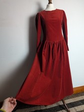 Vintage Laura Ashley Terracotta Orange Midi/Maxi Courdroy Dress Medium ( 10-12)