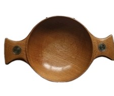 A Scottish Wooden Quaich Bowl Cup With Two Florins In Handles 18x30cm Approx