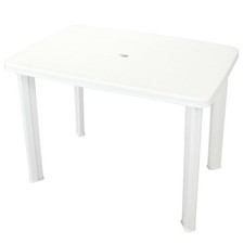 Plastic Garden Table Umbrella Dining Coffee Tables Patio Furniture White 101cm