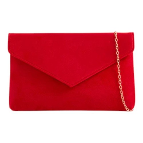 Ladies faux suede clutch bag - faux,