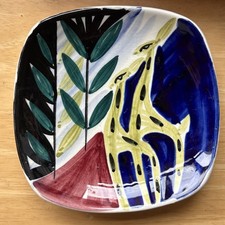 Stavangeflint Inger Waage hand painted giraffe plate 5 inch 1950s Scandinavian