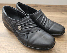 Loretta by Pavers Black Leather Hand Made Slip On Shoes UK6/EUR39- Worn Once 