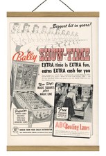Rare Original Bally Show Time Pinball Promo ad, Mounted w/Magnetic Frame!
