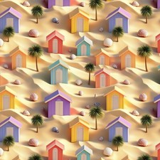3D Sandy Beach Huts 100%