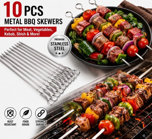 10pc metal bbq skewers - 10pc,