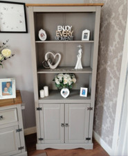 Tall Kitchen Pantry Rustic Grey Cupboard Storage Cabinet Unit Large Dresser Door