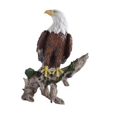 Perching Bald Eagle Statue Resin Ornament Collectible Hand Painted Decorative