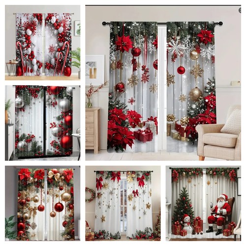 Christmas peach skin curtains - christmas,