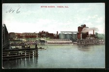 Postcard Pekin, IL, at the River Scene 