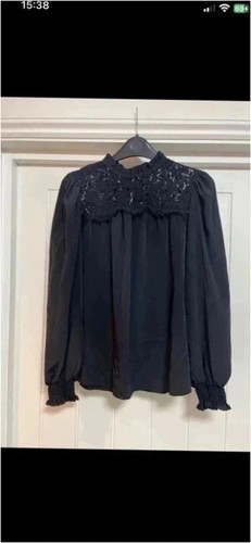 Black lace neck - , blouse