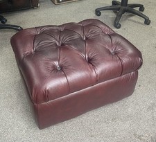 Chesterfield Ottoman Stool Leather Footstool Pouffe FREE DELIVERY