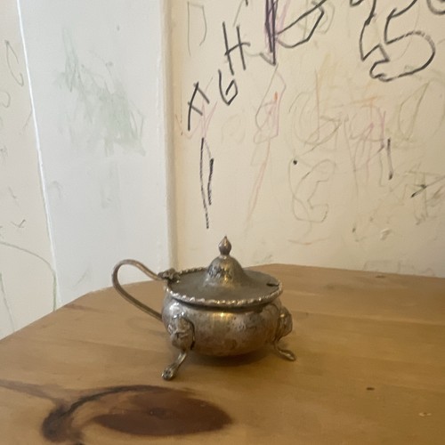 Silver plate lidded mustard - lidded,