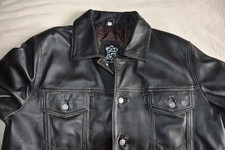Leather Trucker Jacket   Brown