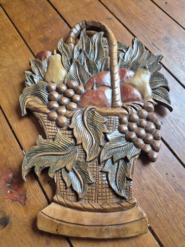 Vintage wooden carved fruit - vintage,