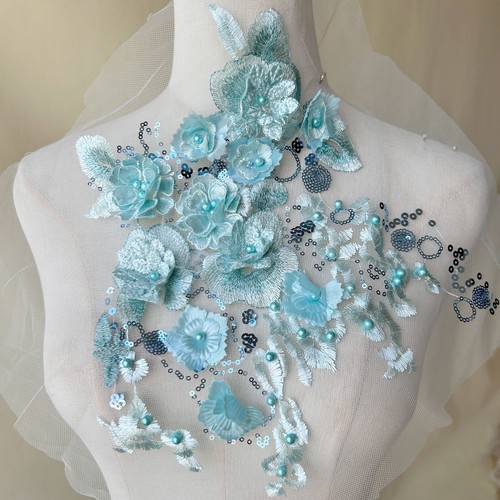 Beaded lace applique flower - beaded,