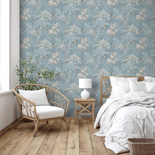 Oriental bird garden wallpaper - oriental,