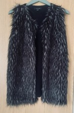 Atmosphere faux fur black white knit gilet bodywarmer waistcoat size M 12 14 vgc