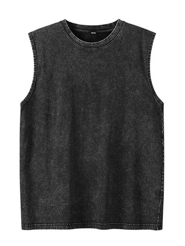 Men washed cotton tank top - cotton,