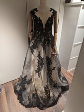 BN Black Gothic Style Wedding Dress,Prom Dress Size 14/ 16 Zip Up Back 