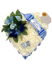 Heart Silk Funeral Flower Artificial Tribute Wreath Memorial Mum Dad Son Nan