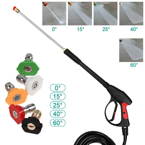 Pressure washer gun - and, hose