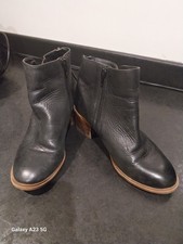 Ladies Leather Black Ankle Boots. Size 3 From TU. Zip Up Closure