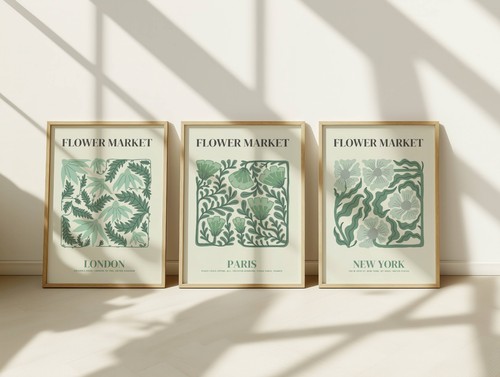 Sage green flower market wall - flower,