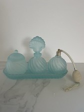 Vintage Blue Frosted Glass