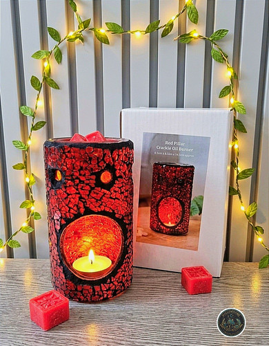 Red black crackle glass oil - black,