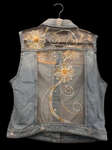 Upcycled denim vest gilet - denim,