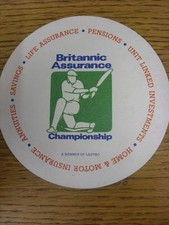 circa 1990's Cricket: Britannic Assurance Championships, Beer Mat, In The Shape