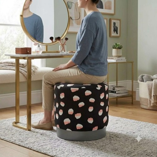 Black velvet pouffe - velvet,