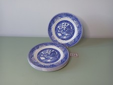 4x Vintage Willow Pattern Side Plates Blue & White, Washington Old Willow? #154