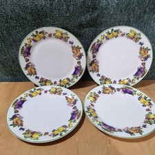 Waterside Fine China Large Plates X 4 Fruit Pattern White 10.5" Wide