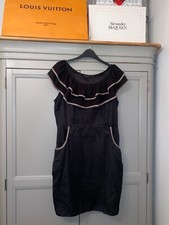 VERO MODA Black Ruffle Frill Dress Size L 12 Designer Coquette Cute Girly Diva