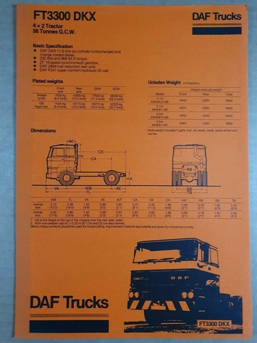 Daf trucks ft3300 dkx - ft3300, data