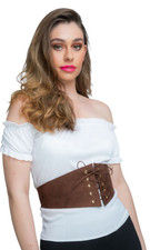 Corset Belt Faux Suede Brown
