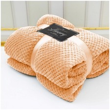 Luxury Popcorn Waffle Blanket Fleece Travel Throw Sofa Bed Warm Cosy Double King