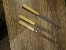 Old Meat Caving Set With Shaprning Tool