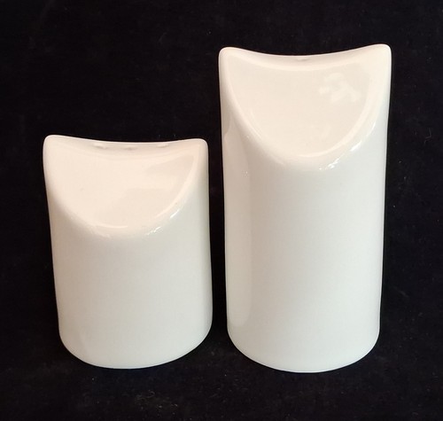 Plain white ceramic salt and