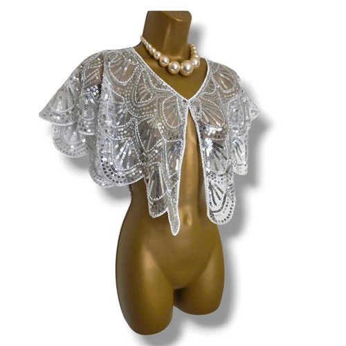 Bridal sequin cape shawl - bridal,