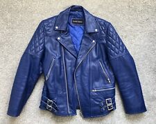 Blue Leather Biker Jacket XS Mens Brando Heavy Metal