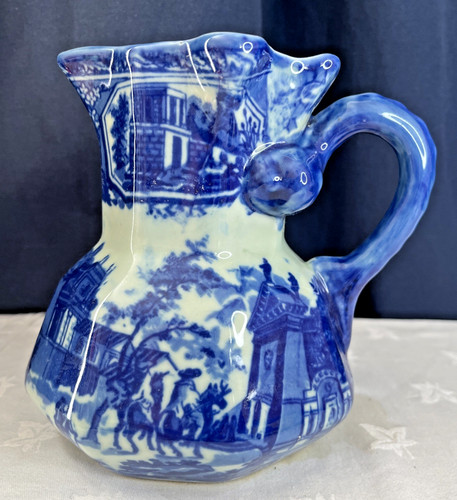 Blue ironstone pitcher jug - ironstone,