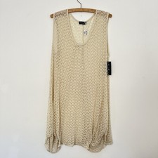 Sarah Santos 100% Cottom Cream Sheer Boho Dress New Tags 36” L Knee Length