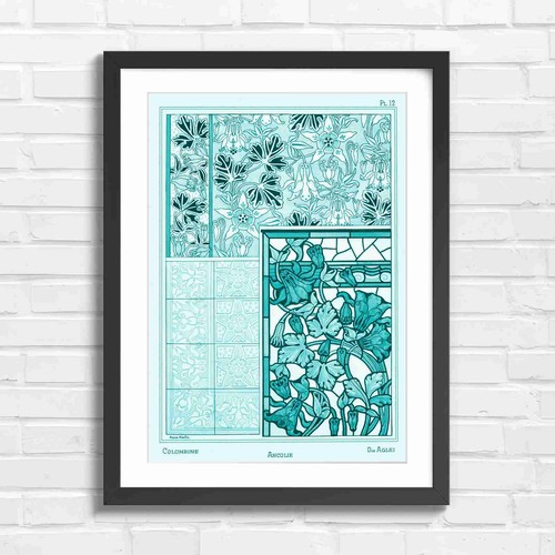 Columbine vintage botanical - vintage,