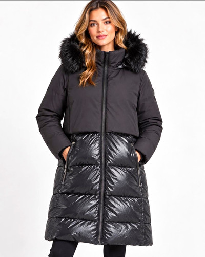 Dkny black hooded puffer - black,
