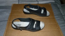 Hotter Easy Black Leather Sandals, UK Size 6.5 EXF, EU 40