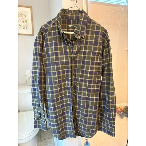 Orvis mens large plaid - mens, button